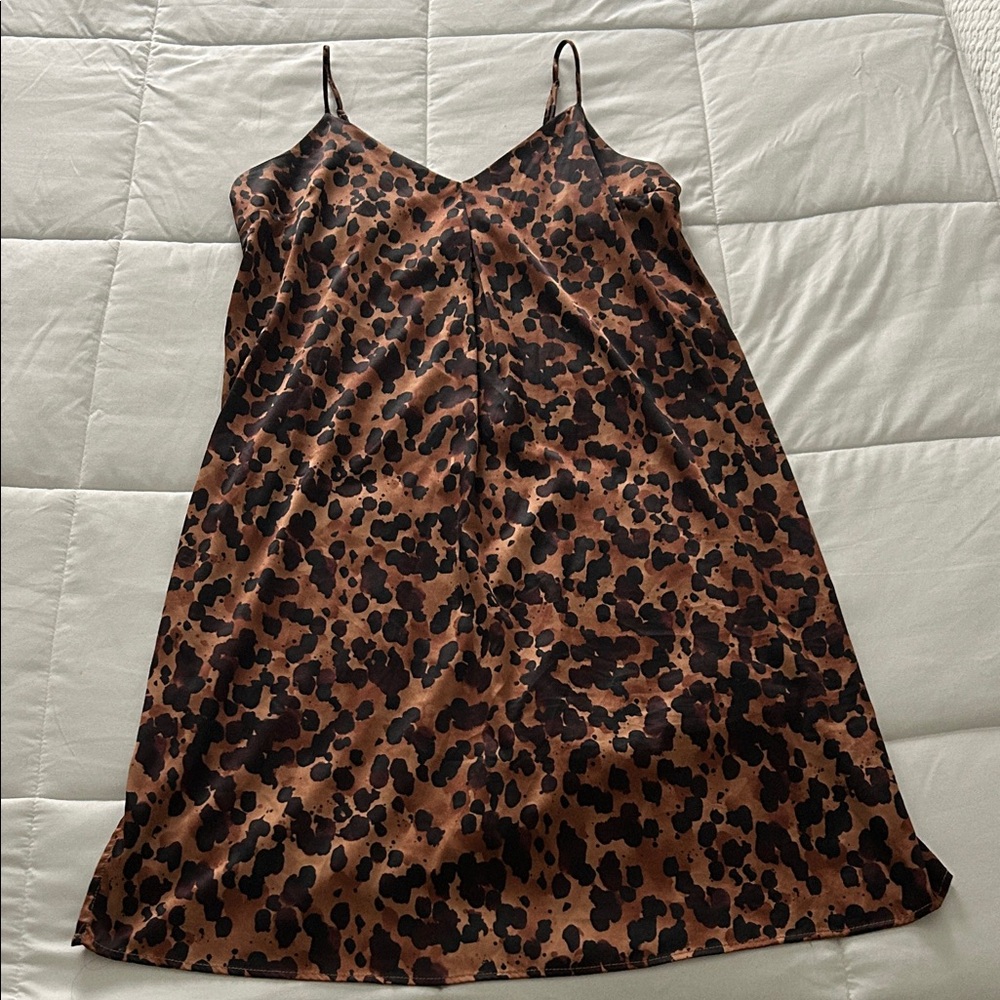 Stars Above Animal Print Satin Slip Dress